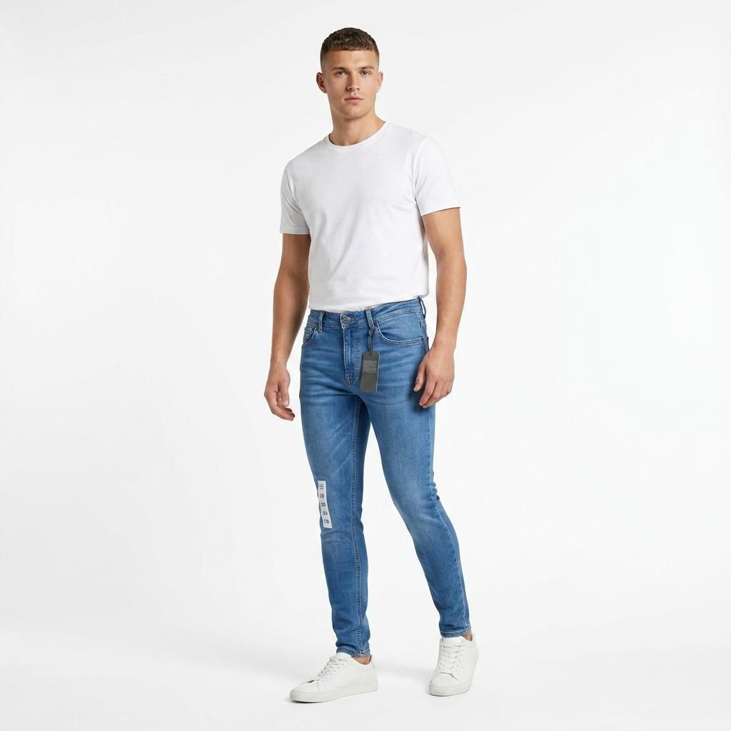 Essential Skinny Fit Jeans – Men’s Light Wash Stretch Denim 5-Pocket Jeans