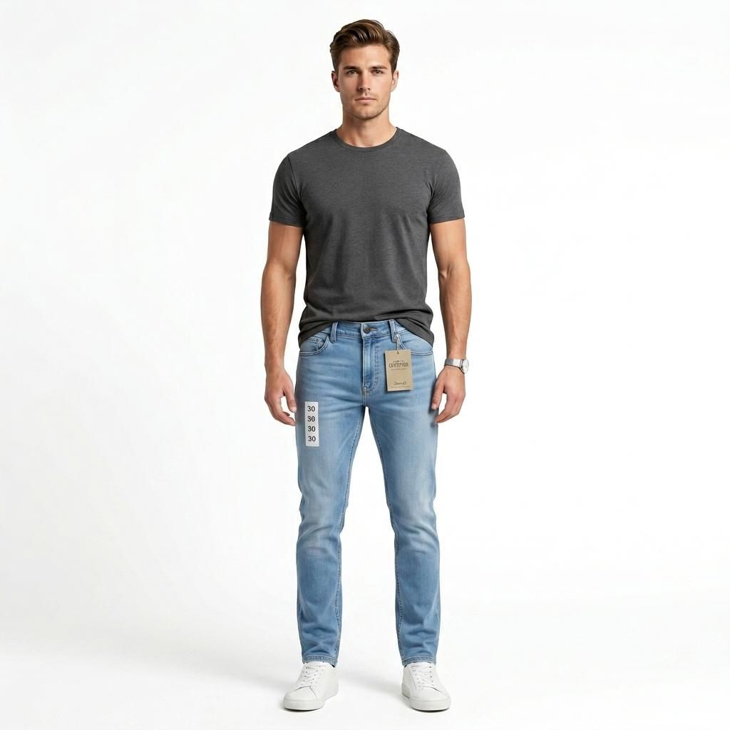 Essential Straight Fit Jeans – Men’s Vintage Light Wash Stretch Denim 5-Pocket Jeans