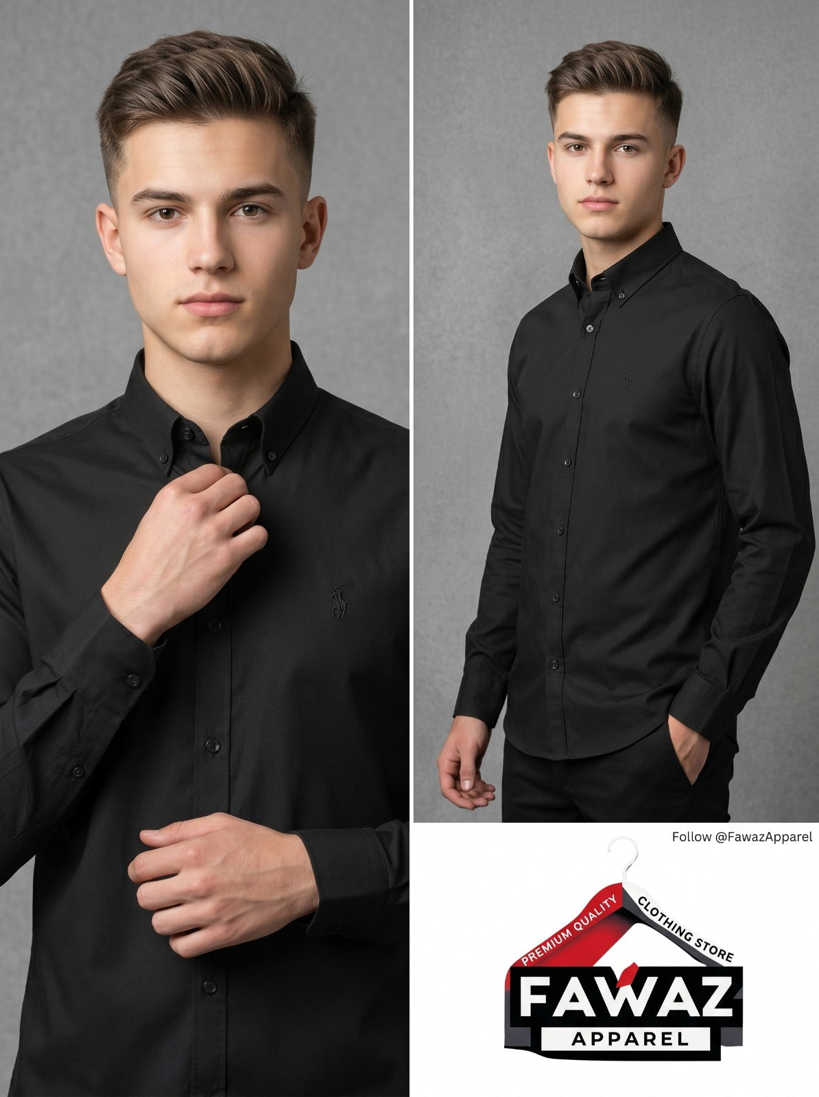 Essential Oxford Button-Down Shirt – Men’s Classic Black Long Sleeve Casual Shirt