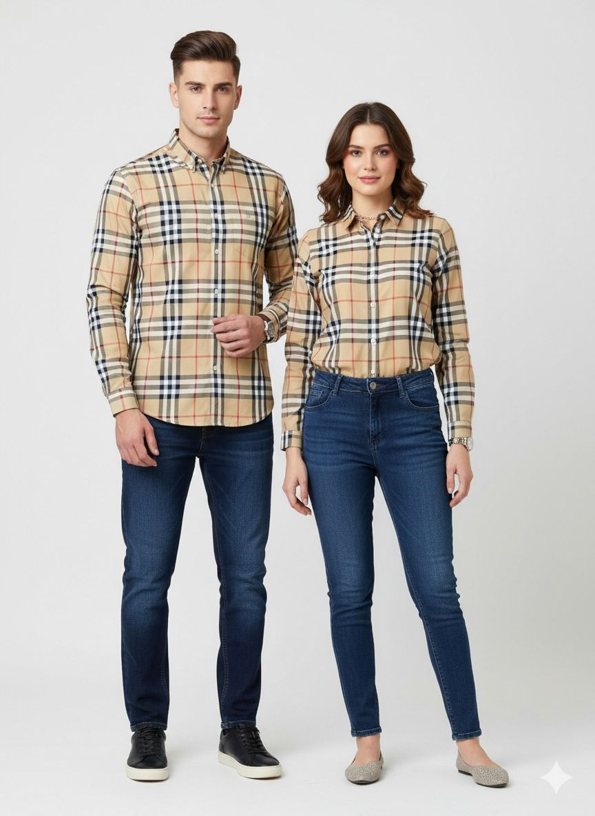 Heritage Check Button-Down Shirt – Unisex Classic Tartan Plaid Long Sleeve | Couple Matching Set