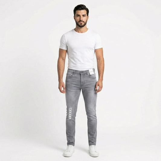 Essential Skinny Fit Jeans – Men’s Light Grey Wash Stretch Denim 5-Pocket Jeans