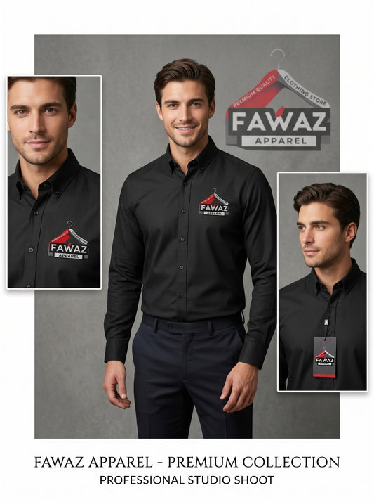Essential Oxford Button-Down Shirt – Men’s Classic Black Long Sleeve Casual Shirt