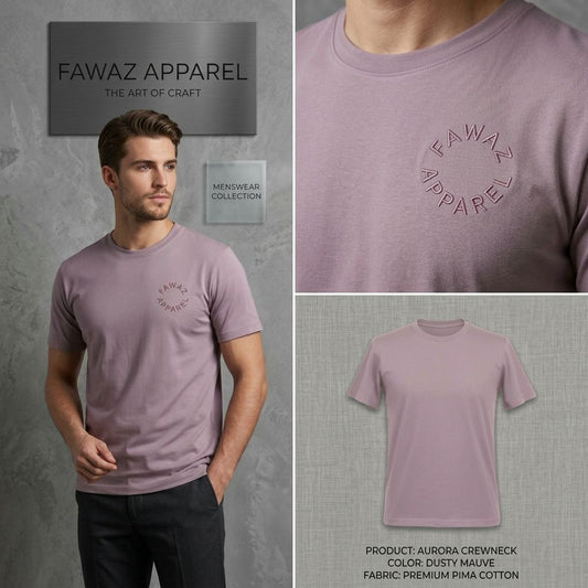 Essential Crew Neck Tee – Men’s Dusty Lavender Short Sleeve Basic T-Shirt