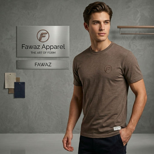 Essential Crew Neck Tee – Men’s Heather Brown Short Sleeve Basic T-Shirt