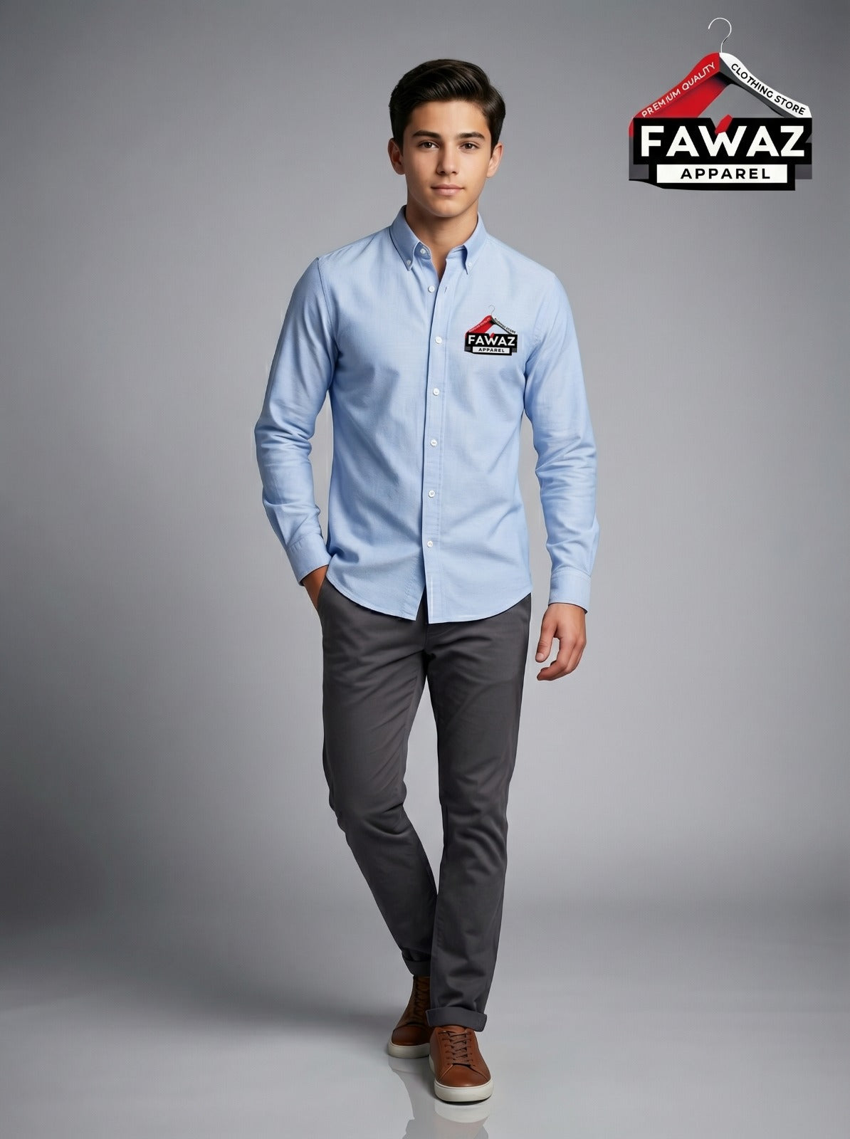 Essential Oxford Button-Down Shirt – Men’s Sky Blue Long Sleeve Casual Shirt