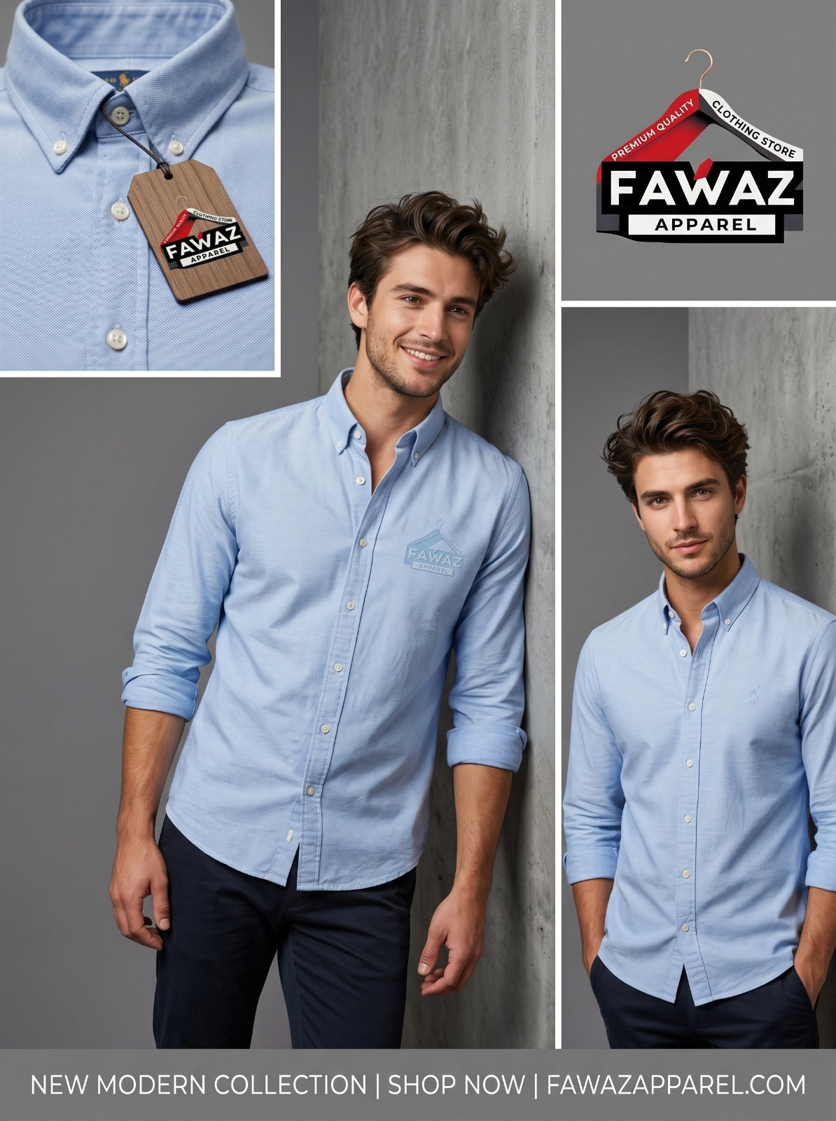 Essential Oxford Button-Down Shirt – Men’s Sky Blue Long Sleeve Casual Shirt