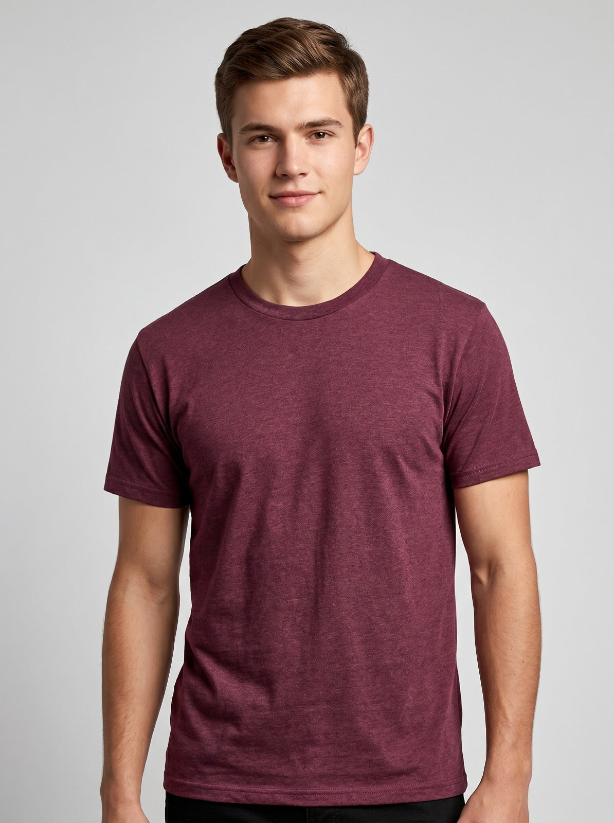 Essential Crew Neck Tee – Men’s Wine Burgundy Short Sleeve Basic T-Shirt