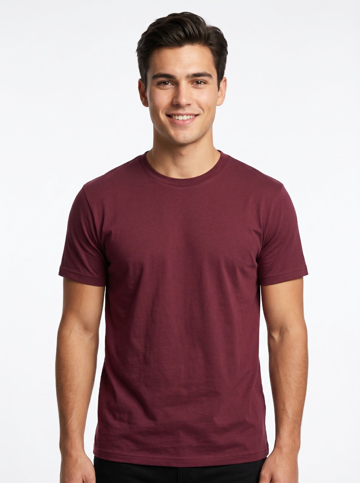 Essential Crew Neck Tee – Men’s Wine Burgundy Short Sleeve Basic T-Shirt